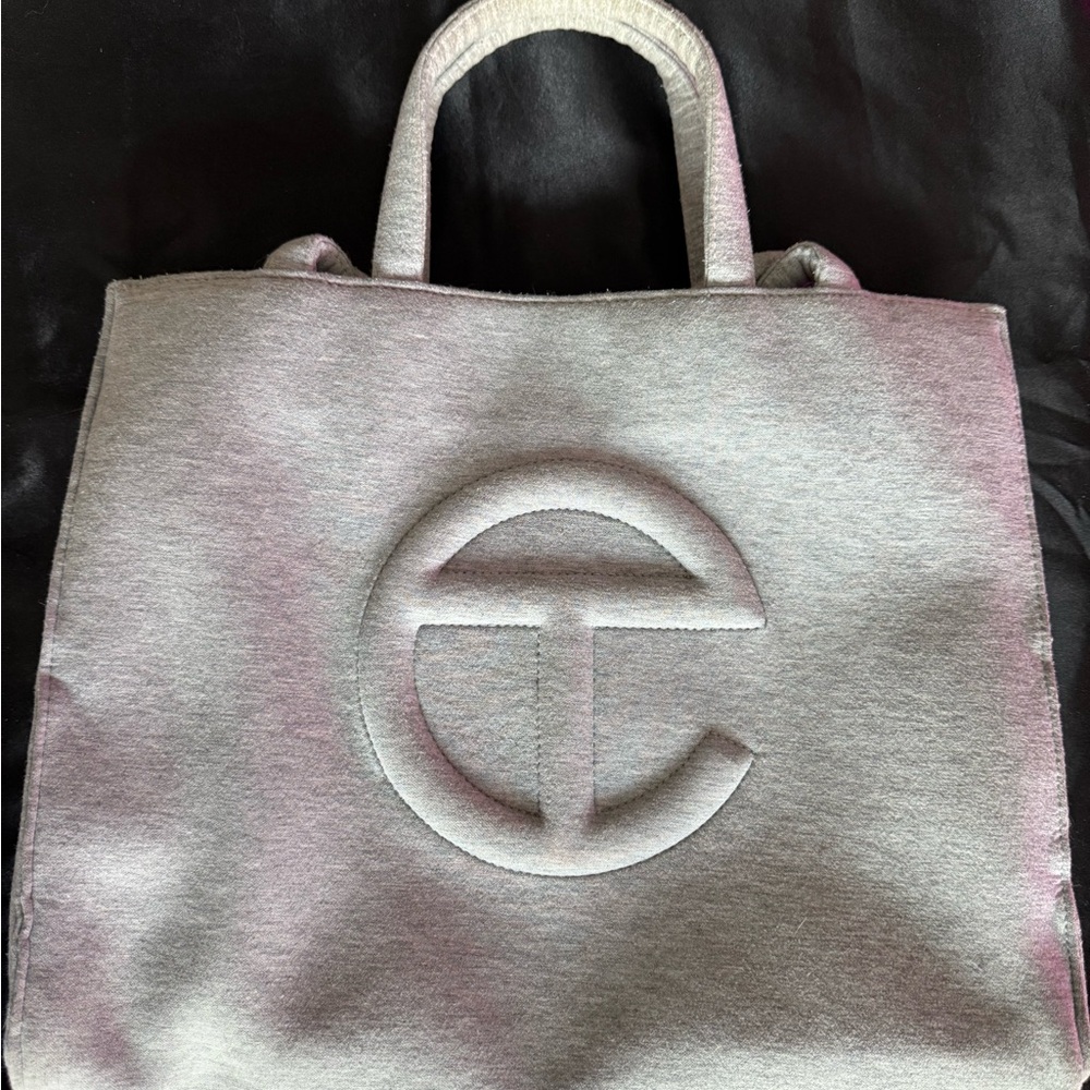 *** SOLD *** Telfar Gray Tote Bag with Minimalist Logo Design